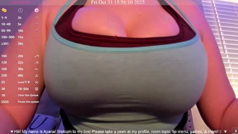 Snapshot of ayanadelatorre chatting on October 31, 10:55 pm Ayana Delatorre online show from October 31, 10:55 pm