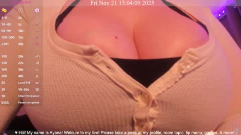 Snapshot of ayanadelatorre chatting on November 21, 11:03 pm Ayana Delatorre online show from November 21, 11:03 pm