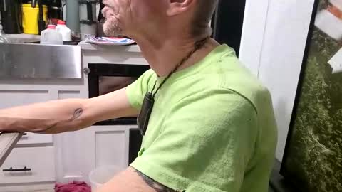 Snapshot of brushsquach chatting on September 19, 7:54 am Steve... aka SkinnieDippin aka TimberTramp online show from September 19, 7:54 am