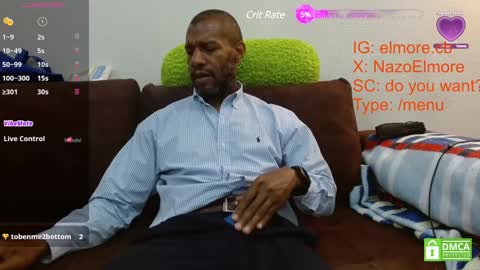 Snapshot of elmorenazogt chatting on December 13, 3:49 am My name is Elmore. Please say hello I like to chat with you. If you have requests or dirty talk please use tip online show from December 13, 3:49 am