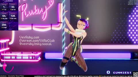 Snapshot of vexruby chatting on January 3, 1:05 am Vex Ruby online show from January 3, 1:05 am